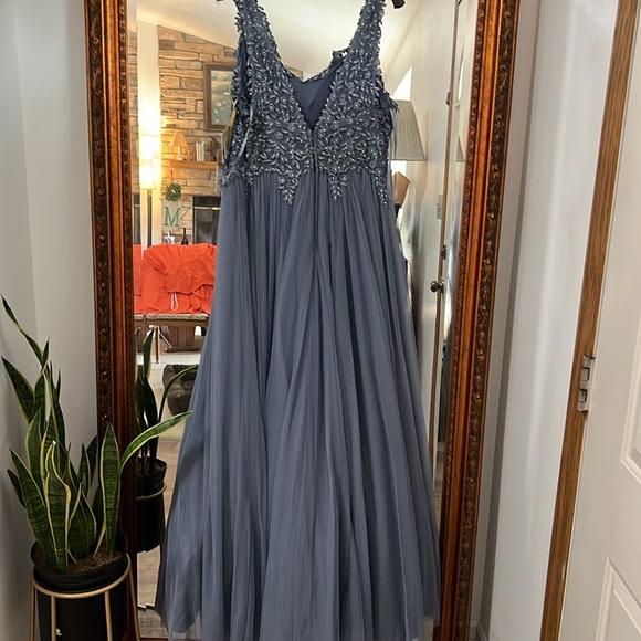 Slate Blue Gown Size 15 Say Yes TLC Formal Prom NWT - Picture 3 of 12